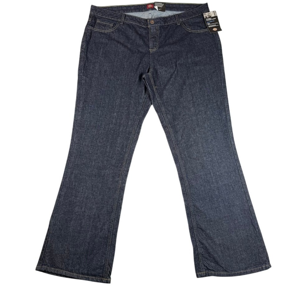 Dickies Womens Relaxed Fit Bootcut Jeans Dark Wash 18 RG Mid Rise 100% Cotton